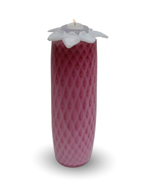 Glazen Urn – Fuchsia I roze wit HL1606